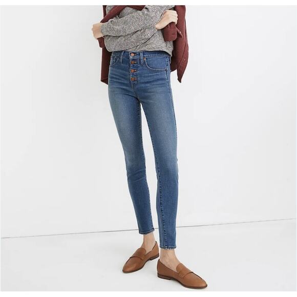 Madewell 10" High-Rise Skinny Jeans  Button-Front Womens Size 26 - Picture 1 of 14